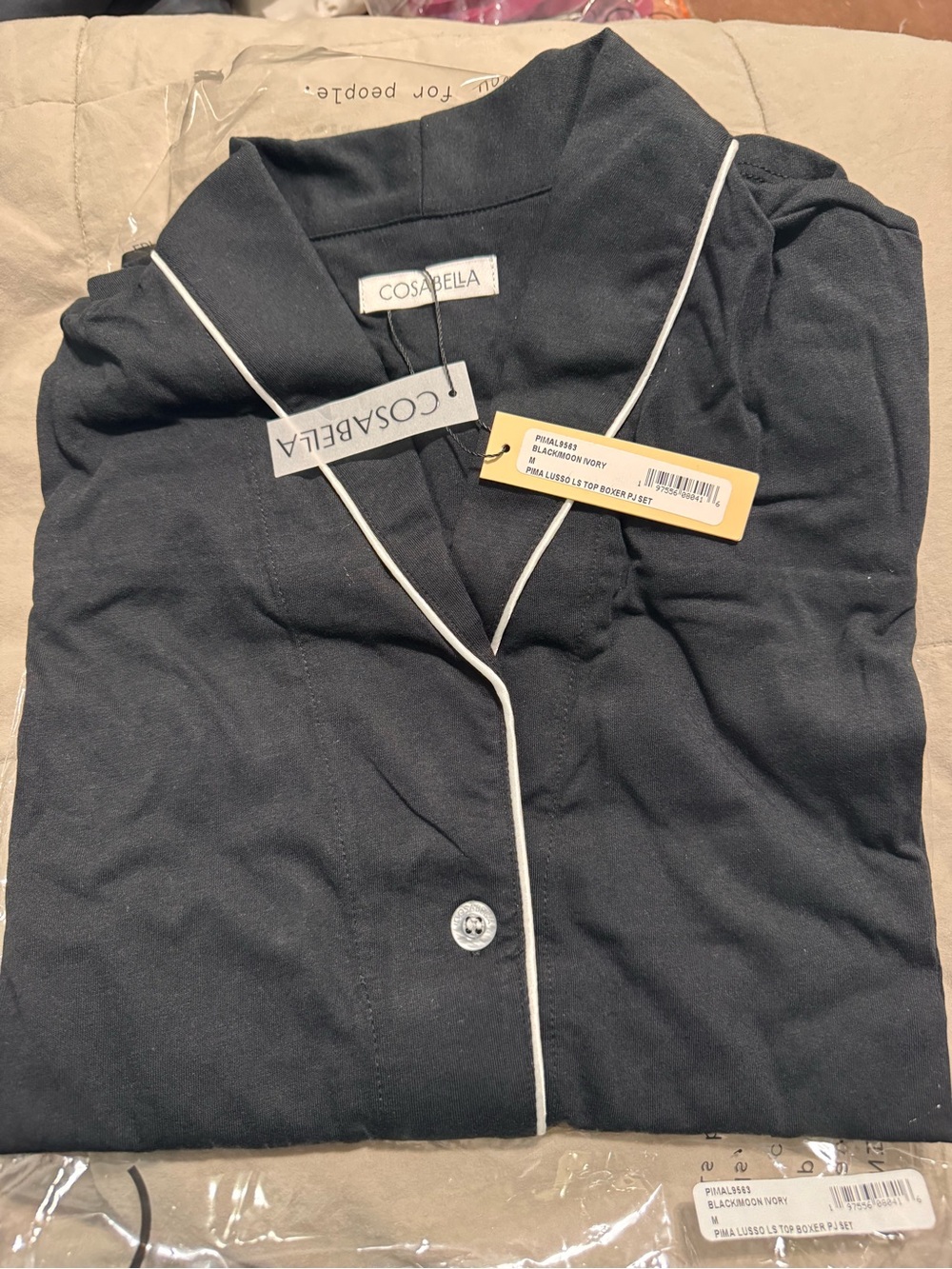 Cosabella Black Piped Button-Up Pajama Set